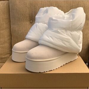 NEW UGG Women's Classic Mini Dipper Puffer White Ceramic - Size 9 US - Boots